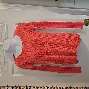 American Eagle sweater XS orange cotton acrylic nylon wool, 2 zippers on bottom